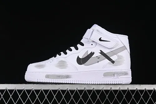 All categories Nk Air Force 1 Air Force series Nk Air Force 1 Mid Air Force mid-top Nk Air Force 1'07 Mid White gray black Hand-painted fracture Three hook shadow Air Force 1 strap mid-top casual sneakers CW2289-111